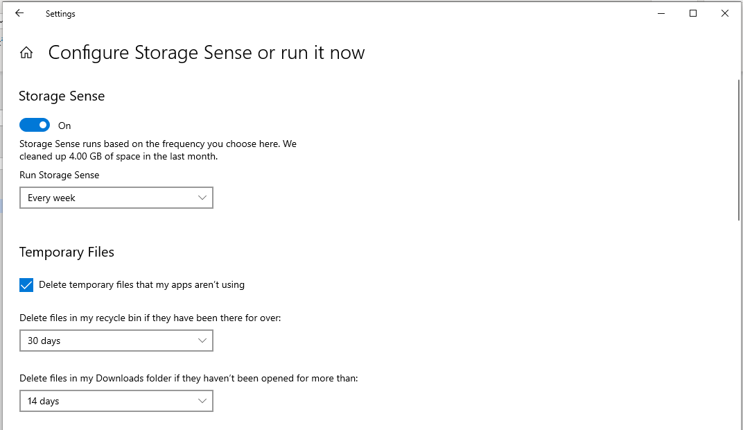 Free Up Space On Your PC using Storage Sense - Macnamara ICT