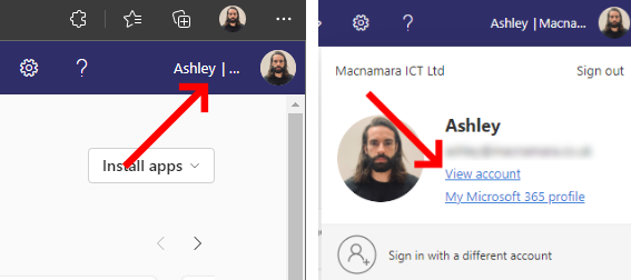 Click your profile picture then 'View Account'