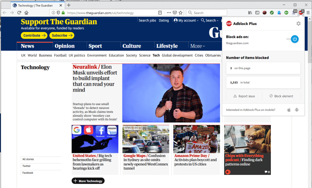 Firefox with Adblock Plus