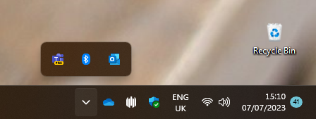 See move things into view in the System Tray