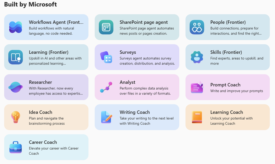 Get started with pre-built Agents from Microsoft